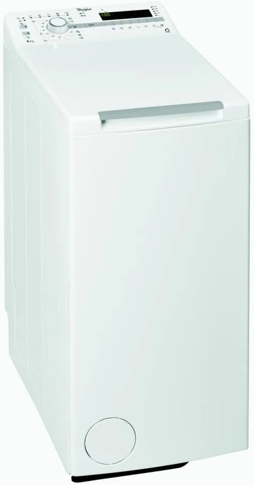 Whirlpool modèle, Lave linge Top 6 Kg TDLR60210, 76 dB, Classe énergétique A+++, Départ différé, Pose libre, Essorage 1200 tr/min