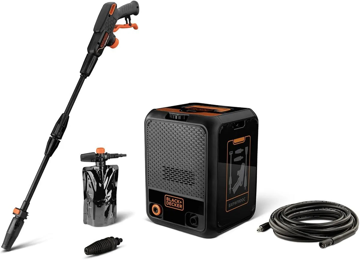 Black+Decker nettoyeur haute pression BXPW1900C, Pression Max. 150 Bar, Débit Max. 460 l/h, Puissance absorbée 1 900 W, Compact