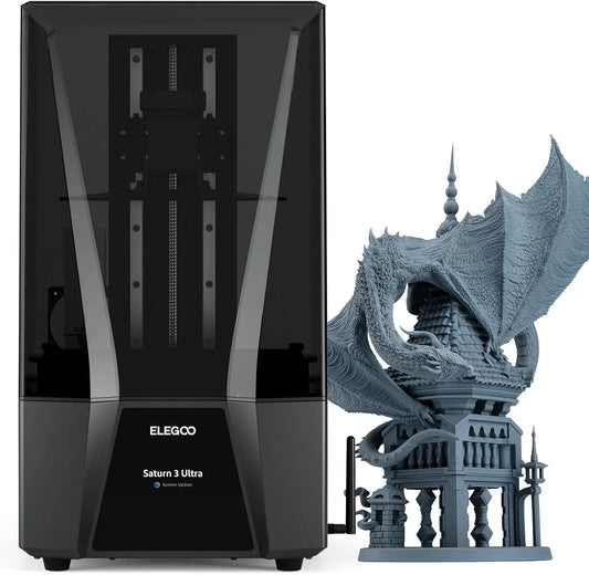 Imprimante 12K, avec Écran LCD Mono 10 Pouces, Purificateur d'air, Film ACF, ELEGOO Saturn 3 Ultra MSLA 3D en Résine Photopolymérisation