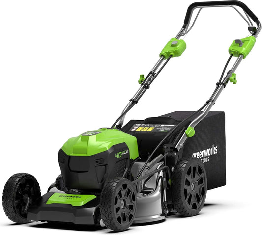 Greenworks tondeuse à gazon GD40LM46SP, Sac 55L SANS Batterie 40V Ni Chargeur, Largeur de Coupe 46 cm, à fonctionnement