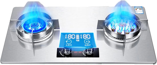 Cuisinière à gaz, En Acier Inoxydable 2 Brûleurs 16377/24588BTU, Synchronisation Indépendante Double Face, LPG