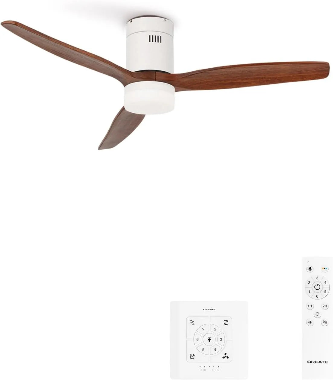 Ventilateur, Ø132 cm, 6 niveaux de vitesse, puissance 40W, 6 niveaux de vitesse, CREATE, fonction été hiver, WINDCALM M de plafond ABS, Silencieux