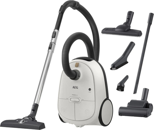 AEG aspirateur AB61H6SW, 50% Plastique recyclé, avec Sac, Grande Puissance d'aspiration sur Tous Les sols, avec Buses supplémentaires