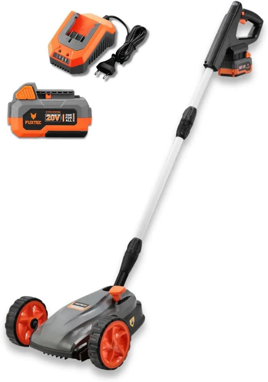 Fuxtec tondeuse FX-E1RMEH20, 22 cm de Coupe, 6000 TR/Min, sans Fil, compacte, avec Batterie 20 V 4Ah et Chargeur, 3 hauteurs, légère