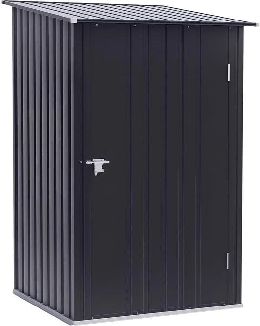 Abri de jardin Outsunny, tôle d'acier ondulée Anthracite, 1m², dim. 1L x 1,03l x 1,6H m, cabanon Porte verrouillable, Remise pour Outils