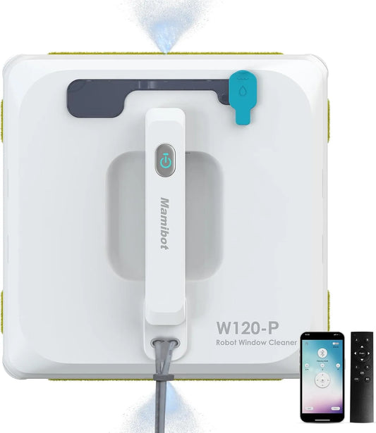 Aspirateur W120-P, télécommande pour Le Nettoyage de vitres Carreaux marbre, Mamibot Laveur de vitre Robot avec 3000Pa iglassbot app 3 Modes