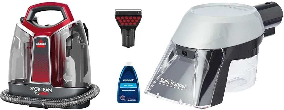 ProHeat Nettoyeur des Taches portatif BISSELL SpotClean, capacité 2.5 litres, Titane et Rouge + Outil Spécial Taches