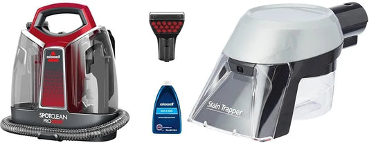ProHeat Nettoyeur des Taches portatif BISSELL SpotClean, capacité 2.5 litres, Titane et Rouge + Outil Spécial Taches
