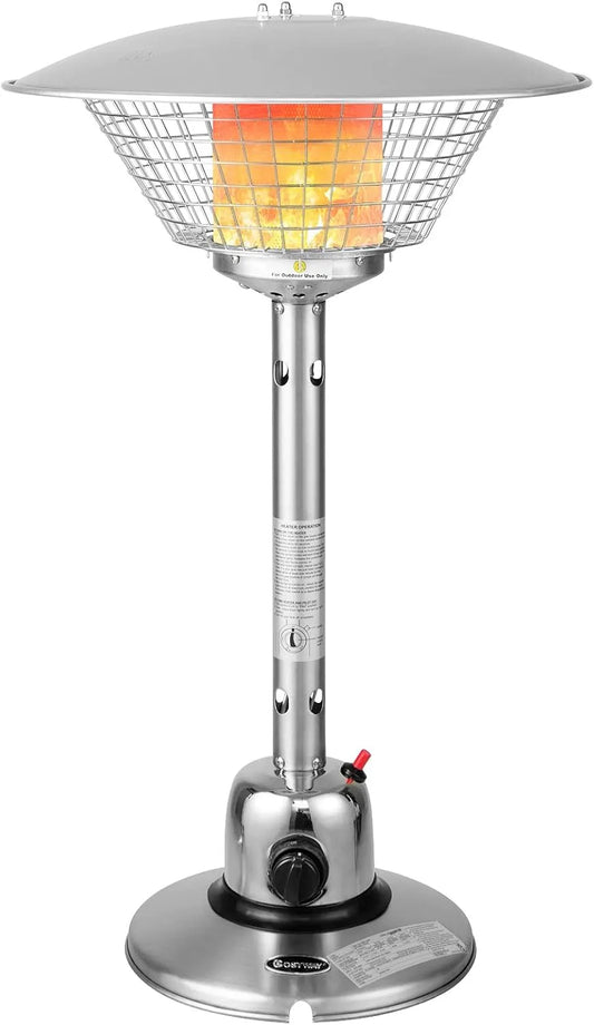 Table Goplus, Rayon 1,37M 360° Idéal pour Cour, Jardin, Parasol de Chauffage Extérieur sur Portable 4000W Extérieur, Terrasse