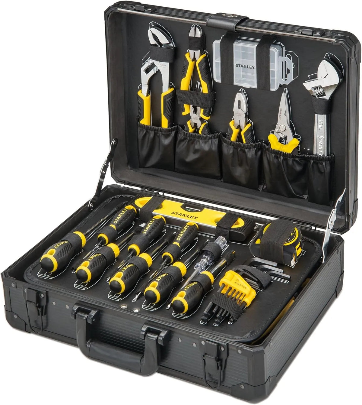 Modèle de Maintenance 142 Pièces STMT98109-1 STANLEY Valise, Pinces et Coupe-Touts, Clé à Molette, Niveau, Mesure, Tournevis, Scie à Métaux, Cutter