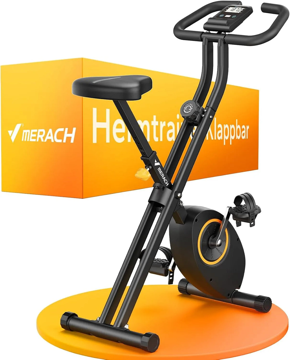 Vélo MERACH, Pour l'Entraînement Cardio, Capacité Max 136KG, d'Appartement Pliable, Gain de Place
