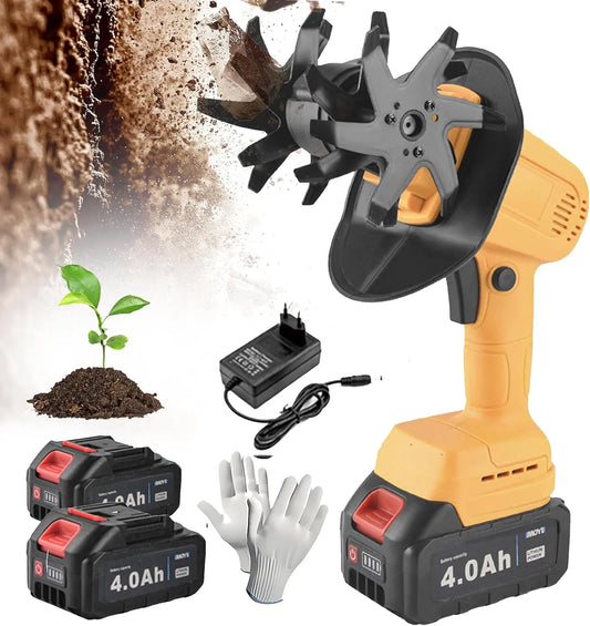 Motoculteur, sans Fil, Cultivateur Portatif, avec 2 Batteries Largeur De Labour 12.8cm Profondeur 10.3cm Rotavator électrique