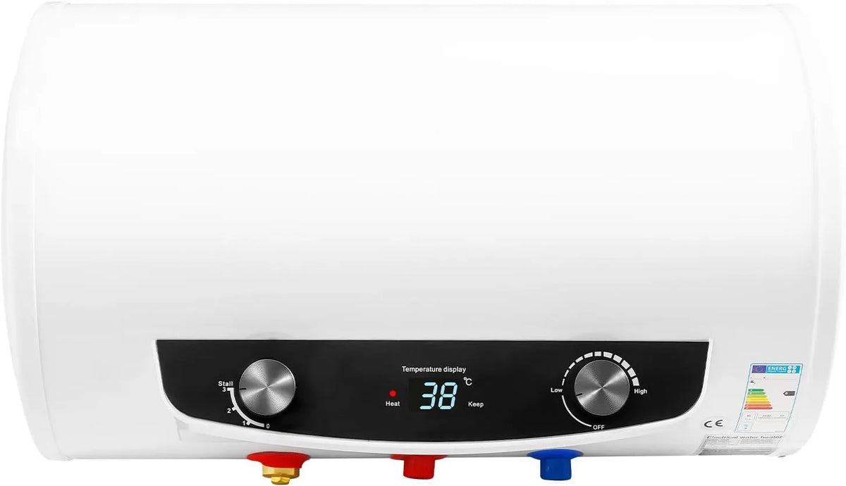 Chauffe-eau électrique, puissance 2000 W, capacité 35 l, horizontal, Économe en énergie, Valve de sécurité, Affichage numérique, Avec douchette à main