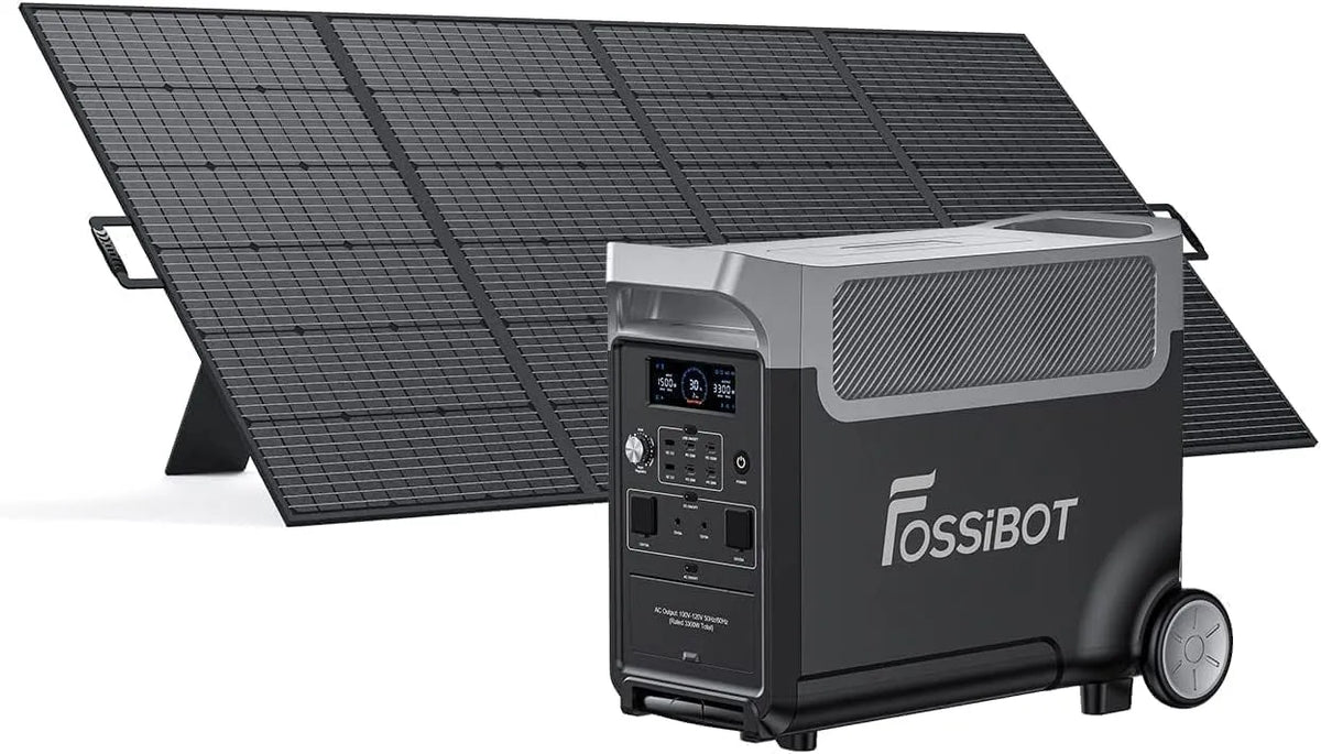 Modèle Pro Generateur Electrique Solaire CA F3600 LiFePO4 FOSSiBOT, puissance 7200W Pic, avec panneaux solaires de 400W