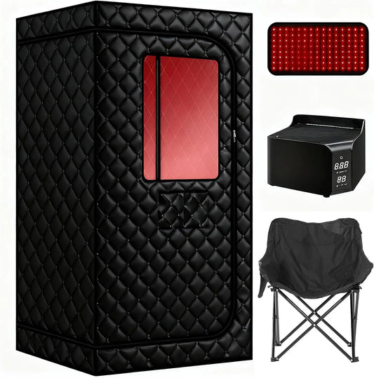 Chaise, télécommande de temps et de température de 85 °C, Sauna à air chaud amélioré, saunas portables à vent sec avec lampe rouge de 660 nm