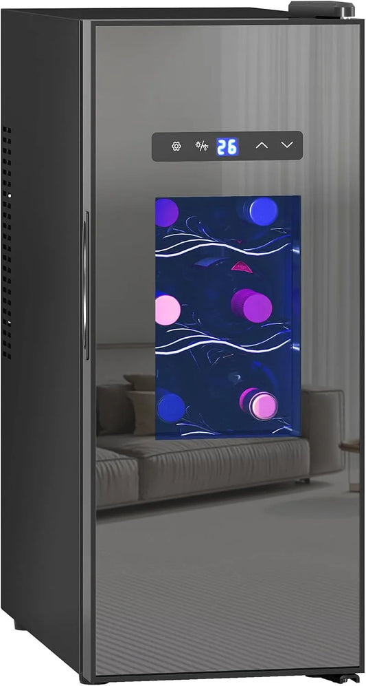 Homcom cave à vin, frigo vin contrôle de température 8-18°C, éclairage LED, finition noire, façade vitrée, écran tactile numérique