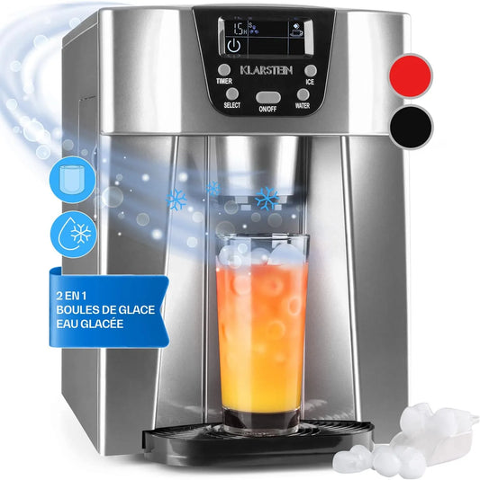 Klarstein machine à glaçons, Capacité de 2L, Fabrique Rapidement Jusqu'à 12kg de Glacons, Alarmes de Sécurité, de Comptoir, Ice Maker