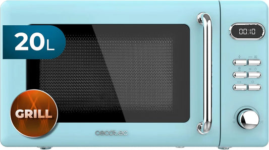 Cecotec four à micro-ondes 5110, puissance 700 W en 5 niveaux, minuterie jusqu'à 60 min, Digital avec Grill Proclean Retro Bleu. 20 L