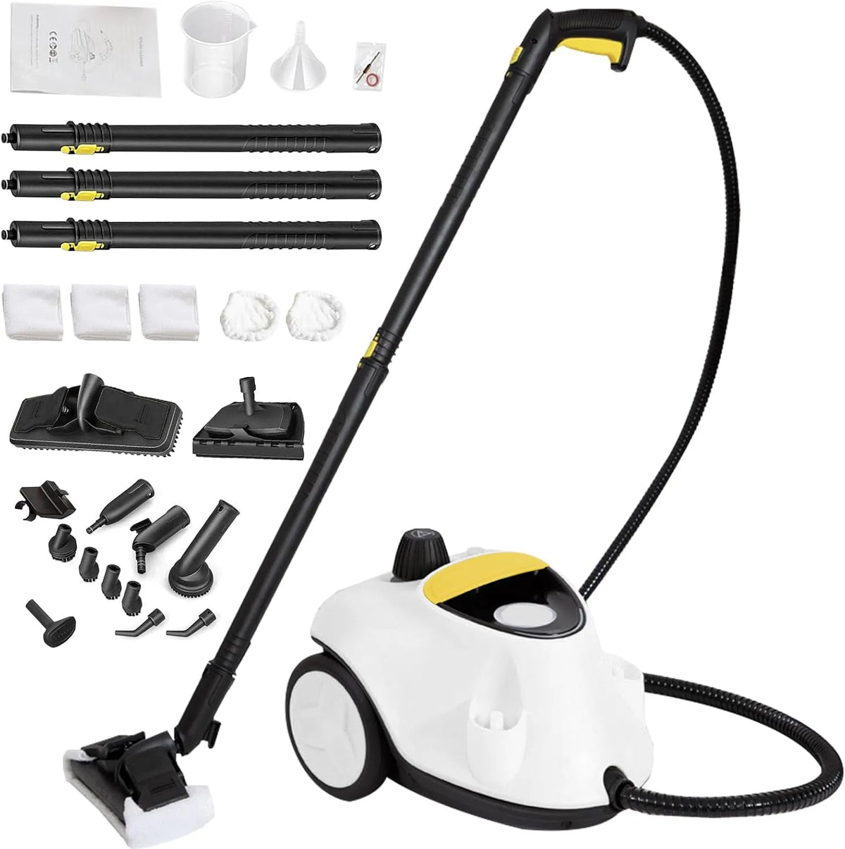 Vapeur avec 29 Accessoires Upgrade Nettoyeur, Appareil Vapeur Polyvalent avec Réservoir 2,1 L, Kit Sol & Buses, pour Tapis, Vitres, finition blanche