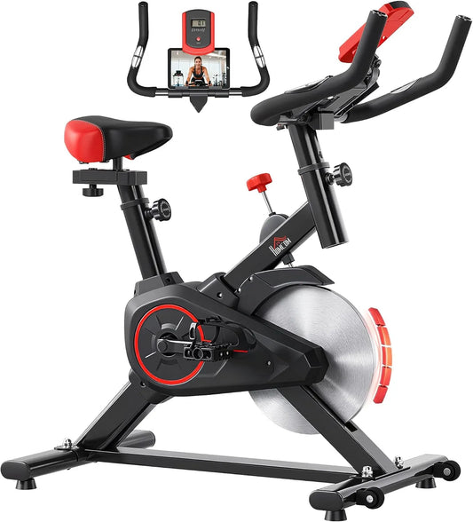 Homcom vélo, d'appartement de Fitness, avec écran LCD multifonctions capteur de fréquence cardiaque selle et guidon réglables