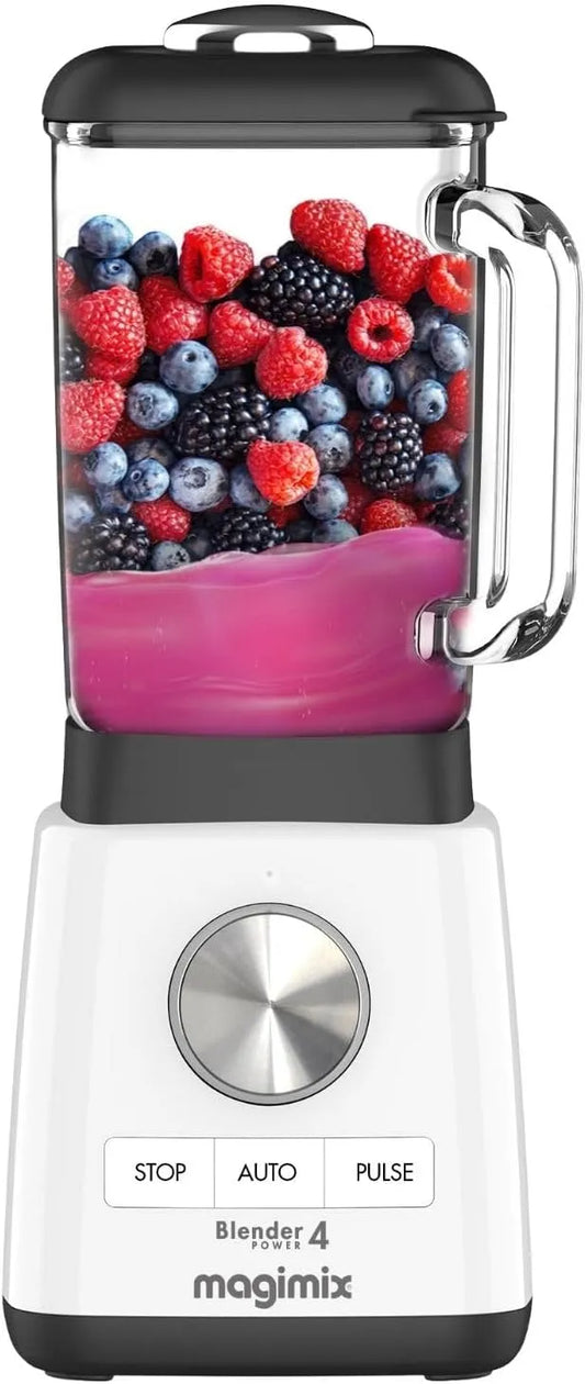 Blender Magimix, Mixeur Professionnel, Hachoir, pour Smoothie, Mixeur Soupe, Bol en verre, finition blanche