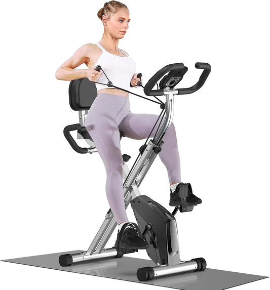 Vélo Dskeuzeew, d'appartement pliable 4 en 1 magnétique, avec écran LCD et capteur de fréquence cardiaque