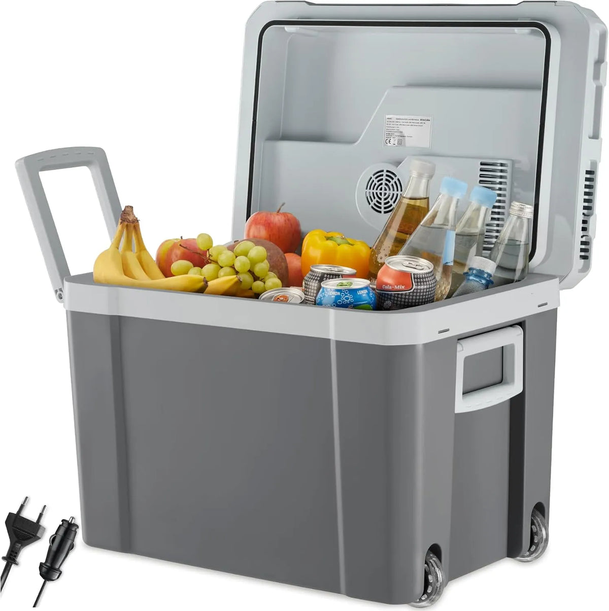 Glacière tectake, électrique réfrigérante et chauffante 35L, Connexion secteur 220V, Allume cigare 12V, Mode ECO, Poignées et roulettes transport