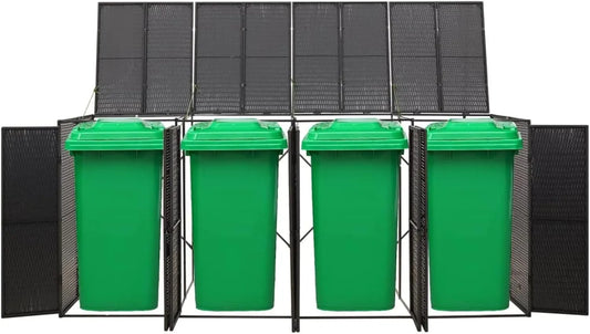 Abri de jardin PE 274, pour 4 poubelles en rotin x 80 x 117 cm pour extérieur, rangement, meubles, outils, jouets, balcon, terrasse