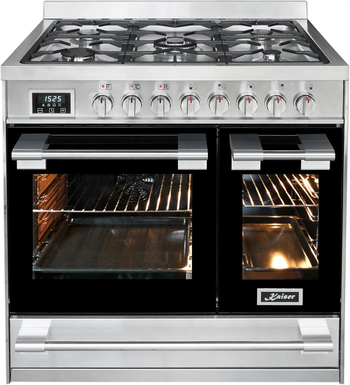 Cuisinière HGE 93201 R Kaiser, Range Coocker 90 cm, en Acier Inoxydable de avec Double Four Électrique, capacité 115 L, 8 Fonctions