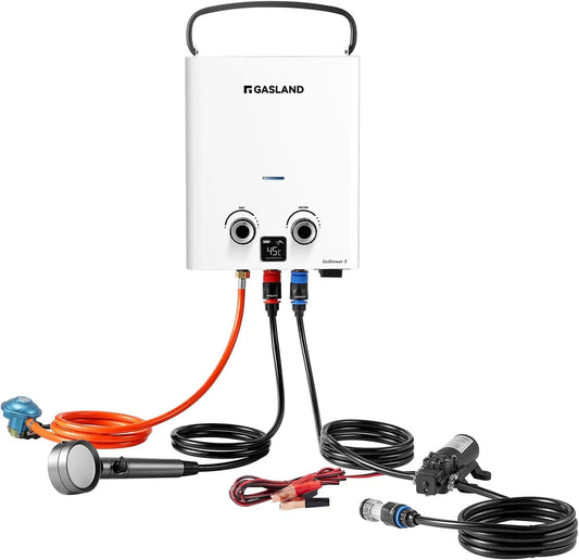 Chauffe-eau électrique, GASLAND Go Shower G5 Pro instantané au gaz, 37 mbar, 28-30 mbar, instantané pour l'extérieur, propane, butane, douche chaude