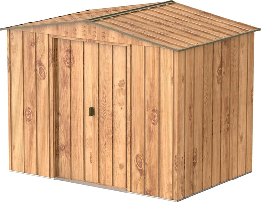 Abri de jardin, Duramax TOP Shed 8 x 6, 4.37 m², fabriqué en acier galvanisé, Grain de bois, en métal, structure de toit renforcé
