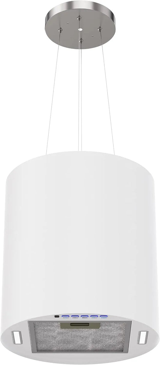 Hotte aspirante FIREGAS, 3 niveaux de vitesse, 3 niveaux de vitesse, classe énergétique B, finition blanche, îlot central 35 cm, 650 m³/h