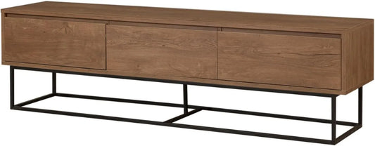 Meuble TV, 3 Tiroirs Spacieux, Haye, Bois et Métal finition noire, Idéal pour Aménager Salon, dimensions 180x40x50 cm, CONCEPT USINE, Montage Facile