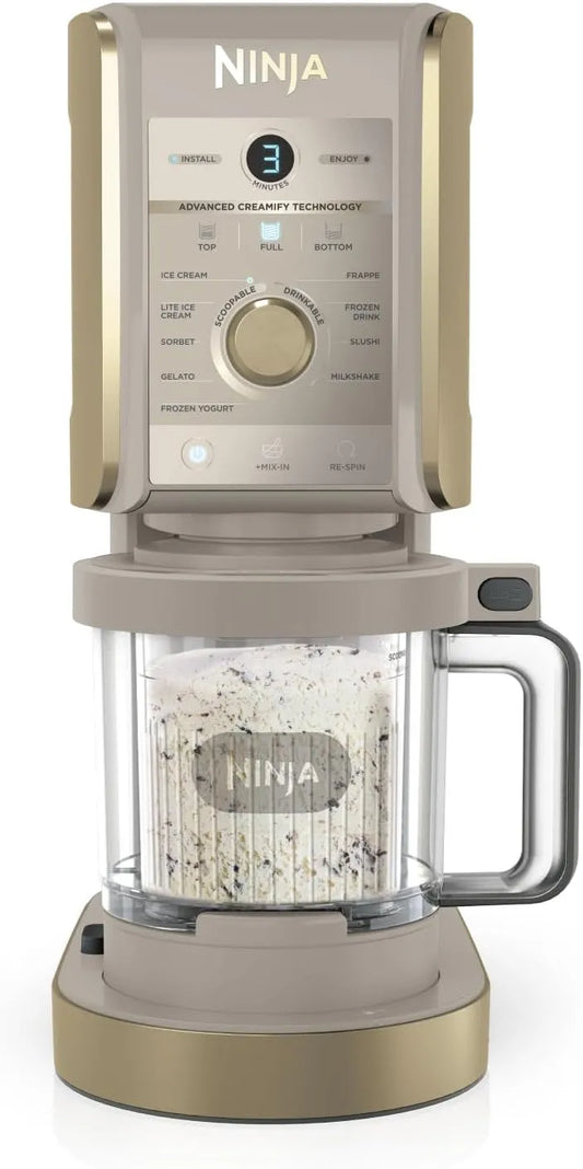 Ninja lave-vaisselle NC502EUSTGD, CREAMi Deluxe Machine a glace et sorbetière, 2 bacs, 10 fonctions, crème glacée, yaourts glacés, des milkshakes