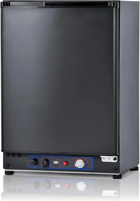 Réfrigérateur Smad, Frigo Trimixte 12V 220V Gaz, à Gaz 60L, Frigo Camping Gaz pour Caravane Camping-car Fourgon Van Mobile-home Chalet, finition noire