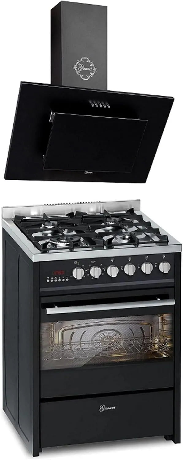 Cuisinière à gaz, 860 m³/h, GCH E 610 BL+GCH S 211 60 BL N 60 cm avec four électrique 60 L