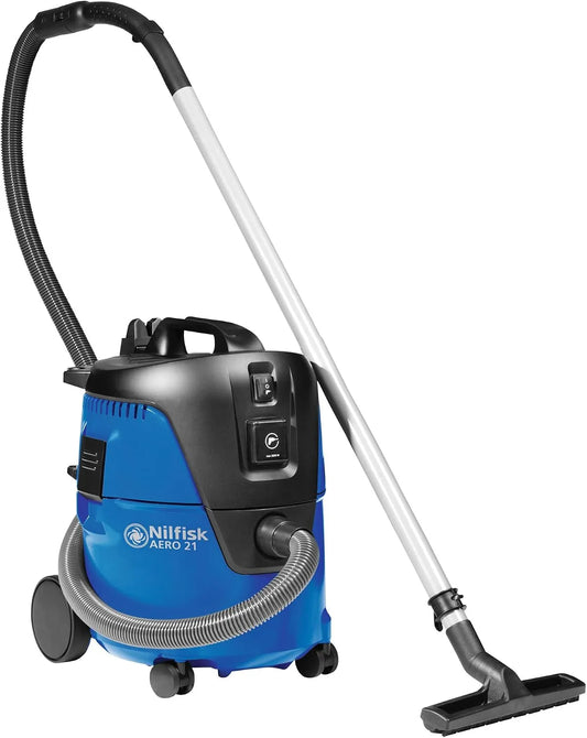 Nilfisk aspirateur AERO 21 3600 107406601, eau et poussière -21 PC, industriel 1250 W, l/min, Fonction de soufflage, prise d'appareil incluse, Bleu