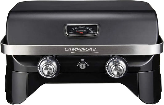 Barbecue à gaz 2100 Campingaz Attitude LX, 2 brûleurs acier, puissance 5kW, transportable, de camping avec grille maintien au chaud, thermomètre