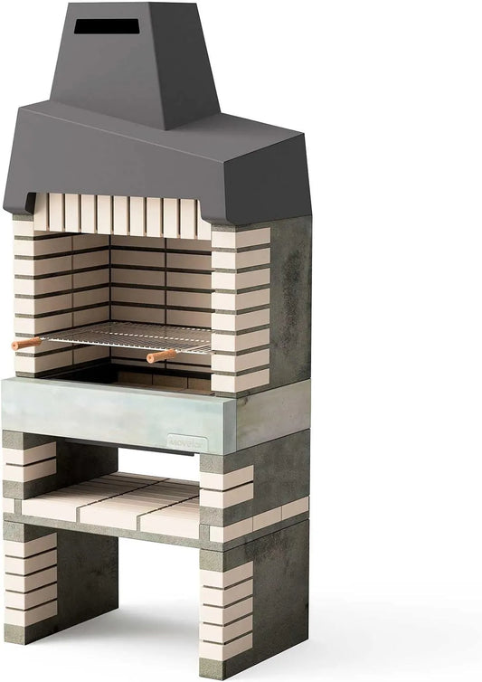 Barbecue 8890 MOVELAR, dimensions 86,5 x 58 x 215 cm, préfabriqué à bois et charbon de bois en béton réfractaire modèle California Plus