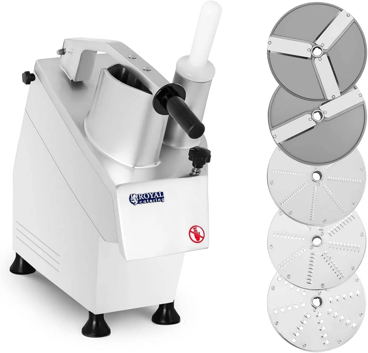 Robot Coupe-légumes Electrique 5 disques RCGS 550 Royal Catering, 270 TR/Min, puissance 550W, dimensions 49x24x50cm, Structure en Aluminium