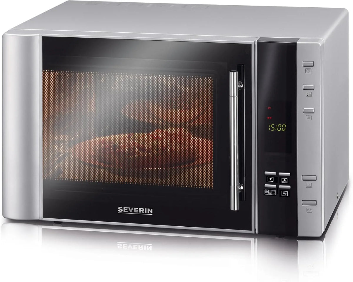 Severin four à micro-ondes MW 7775, capacité 30 L, 2 500 W, 10 programmes automatiques, avec 5 niveaux de puissance, Inox, finition noire