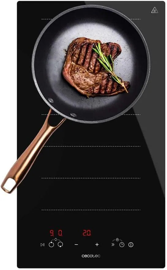 Table de cuisson à induction Cecotec 2100, Puissance Max 3500W, Détecteur de Casseroles, Indicateur de Chaleur Résiduelle, 9 Niveaux, Minuterie
