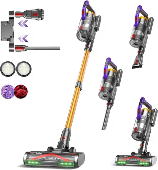 Aspirateur balai 70Min KIPMAX, puissance 550W, Filtrage 7 Couches, Écran LED, pour Poils Animaux, Sols Durs, Aspirateur sans Fil Autonomie, 50KPa