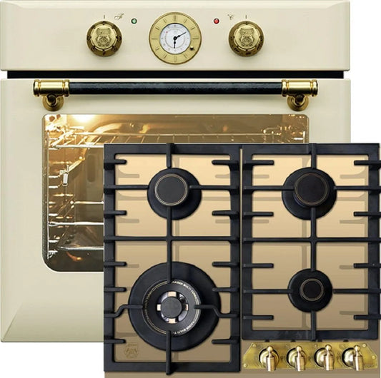 Four EH 6432 KCG 6335 Ensemble, capacité 68 L, 10 fonctions +plaque de cuisson gaz 60cm, ElfBE Eco ElfEm, Retro encastrable, tournebroche