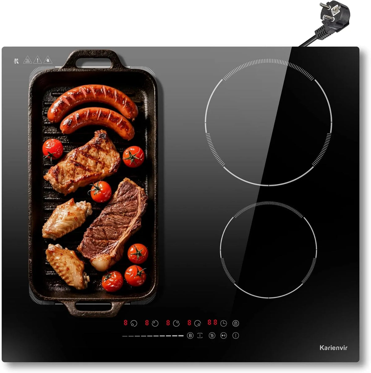 Plaque de cuisson, puissance 3500 W, de Cuisson électrique avec Boost Fonction, de Cuisson Induction Zone Flexible, Induction 4 Feux avec Prise 60 cm