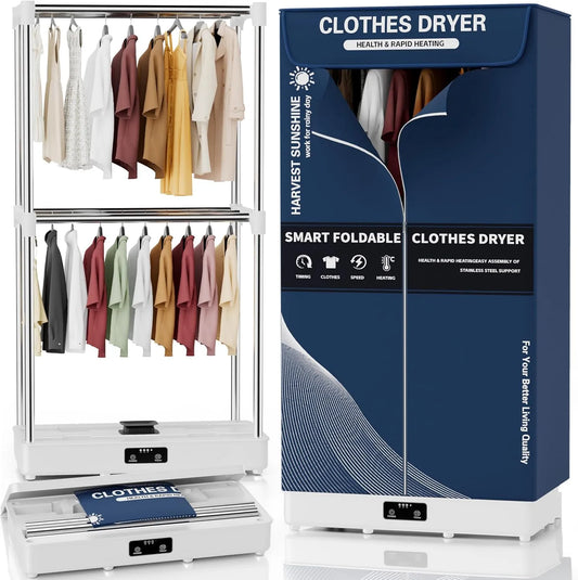 Armoire JQ7, Sèche Linge Electrique portable, Séchoir à linge portable et pliable minuterie intégrée, Camping-cars, Bleu