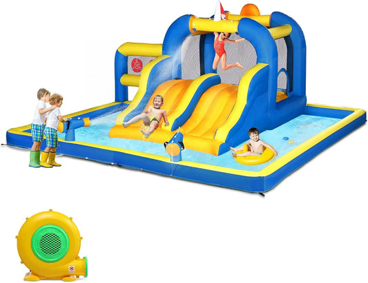 Souffleur de feuilles, Charge Maximale 150 kg, dimensions 470x472x225 cm, LEADZM Château Gonflable pour Enfants avec, Zone De Saut, Cible
