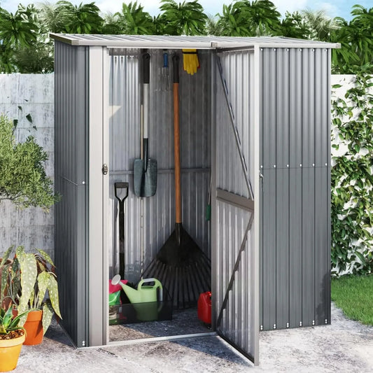Abri de jardin, finition grise 180,5x97x209,5 cm Acier galvanisé, Abris De Jardin
