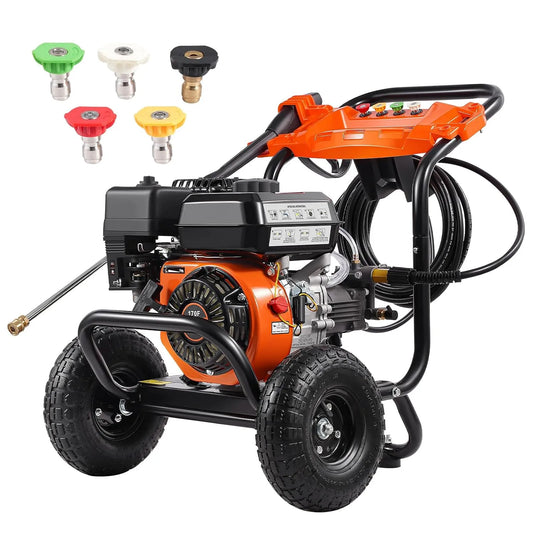 Vevor nettoyeur haute pression 3500, avec Pompe en Aluminium, à Essence, laveuse Haute Pression à gaz, Maisons, patios, 10 L/Min, PSI, allées