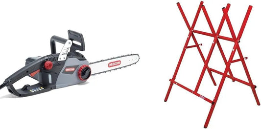 Tronçonneuse CS1400 OREGON, Électrique 2400W et Chevalet de Sciage en Acier, Filaire Puissante avec Guide-Chaîne de 40 cm, Moteur 230V